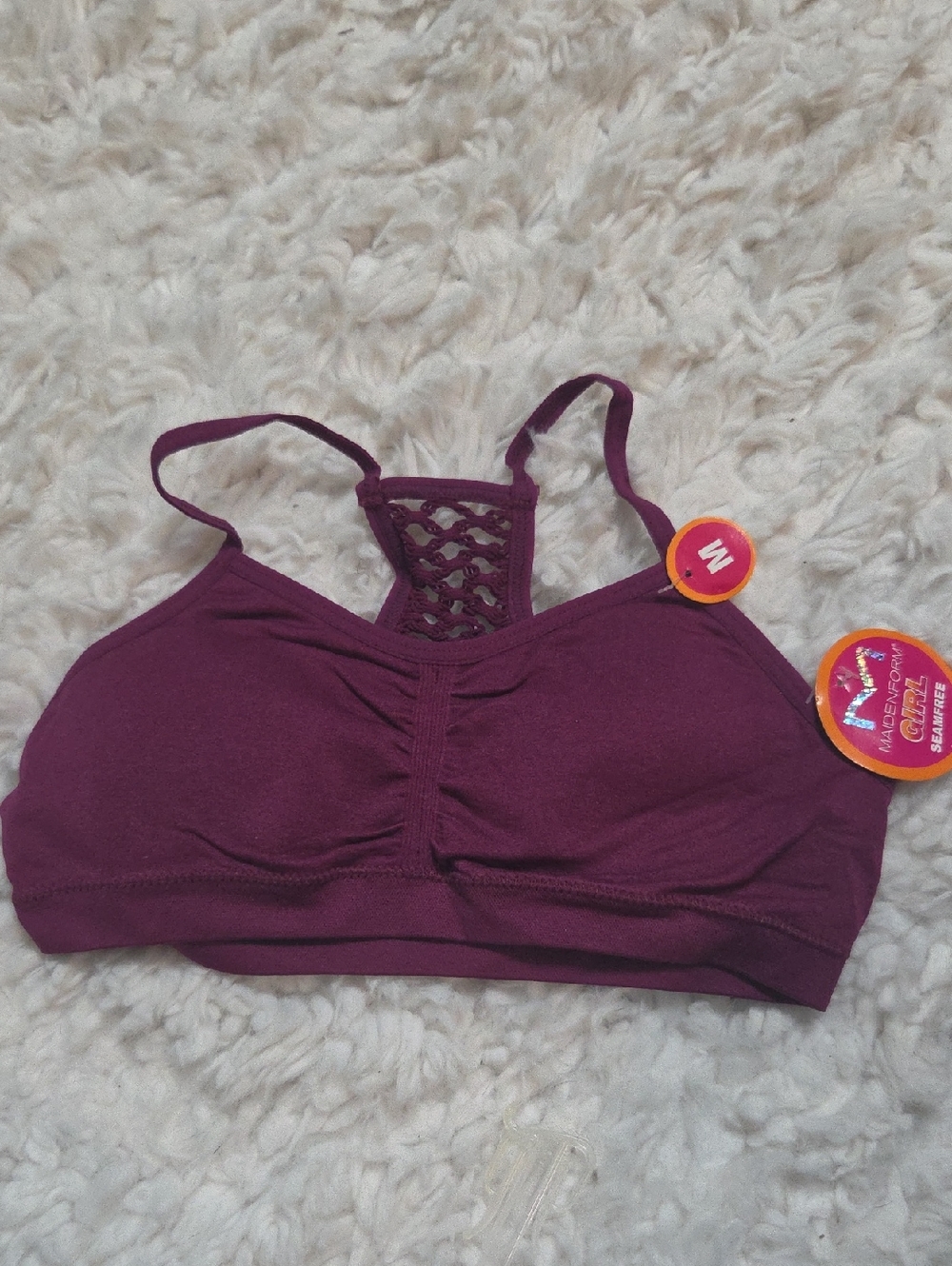 Maidenform Plum Lace-Back Seamless Bralette - Kids